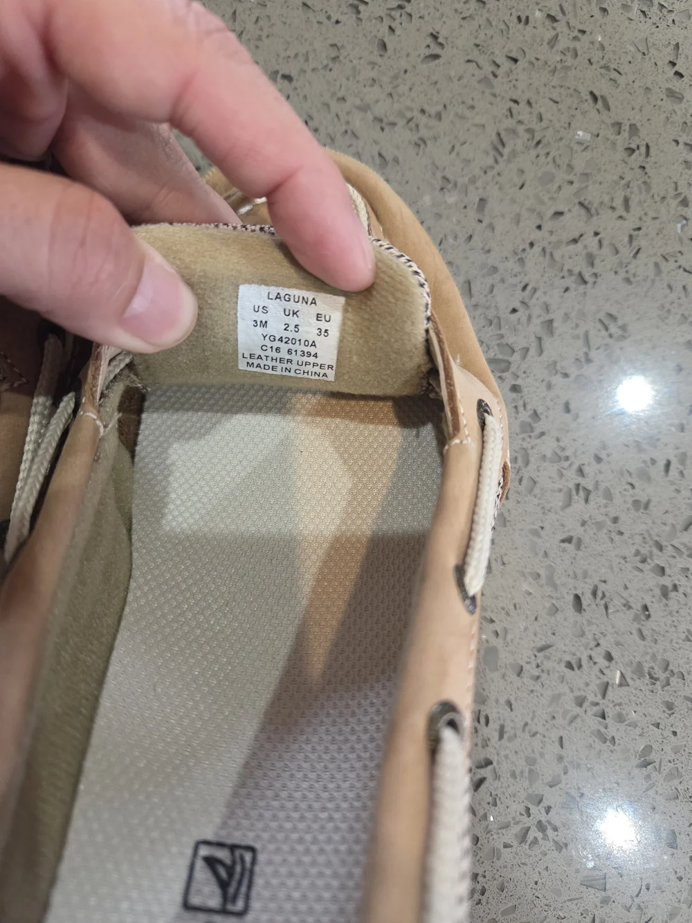 Sperry Kids Tan Boat Shoes with Cream Laces